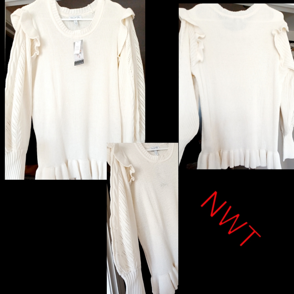 NWT* IVORY/CREAM 2X RUFFLED SWEATER..